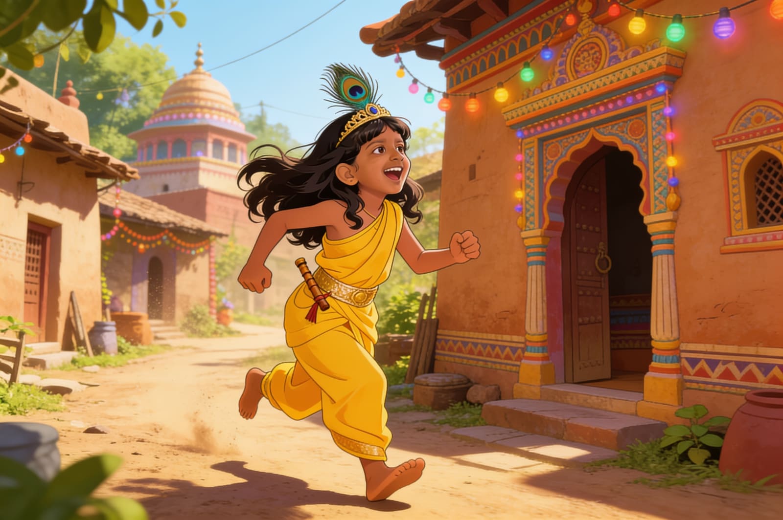 Shreya and the Butter Thief of Vrindavan — illustration for page 4