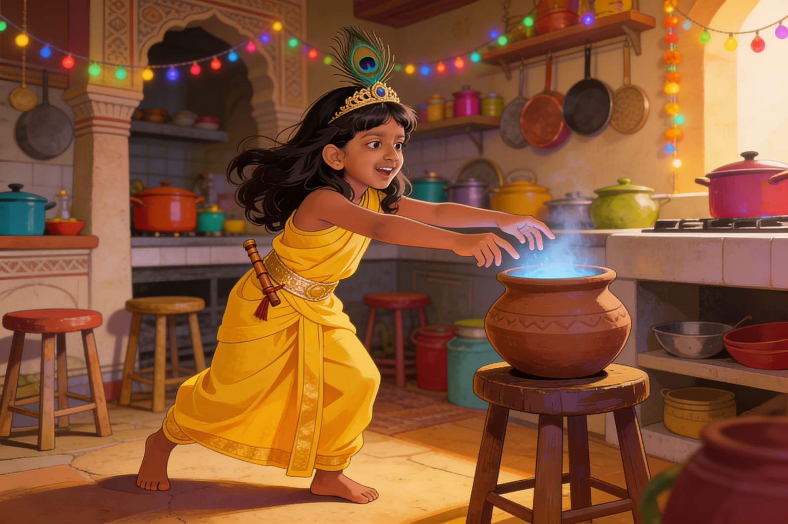 Shreya and the Butter Thief of Vrindavan — illustration for page 5