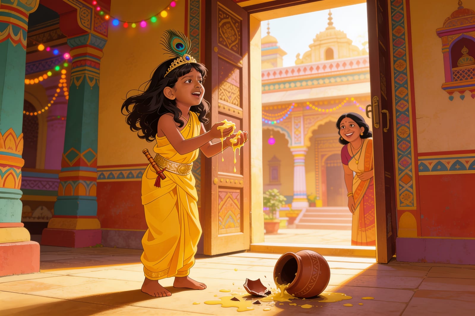 Shreya and the Butter Thief of Vrindavan — illustration for page 6