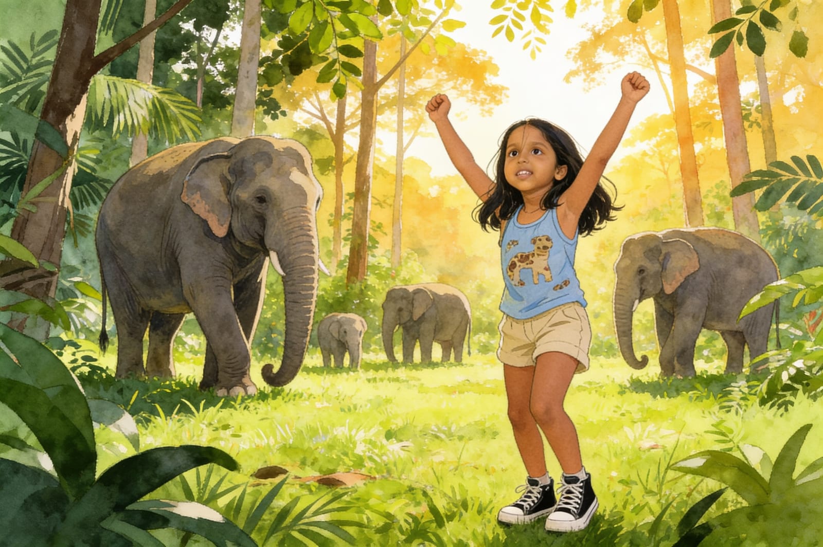 Aahana's Elephant Parade — illustration for page 1