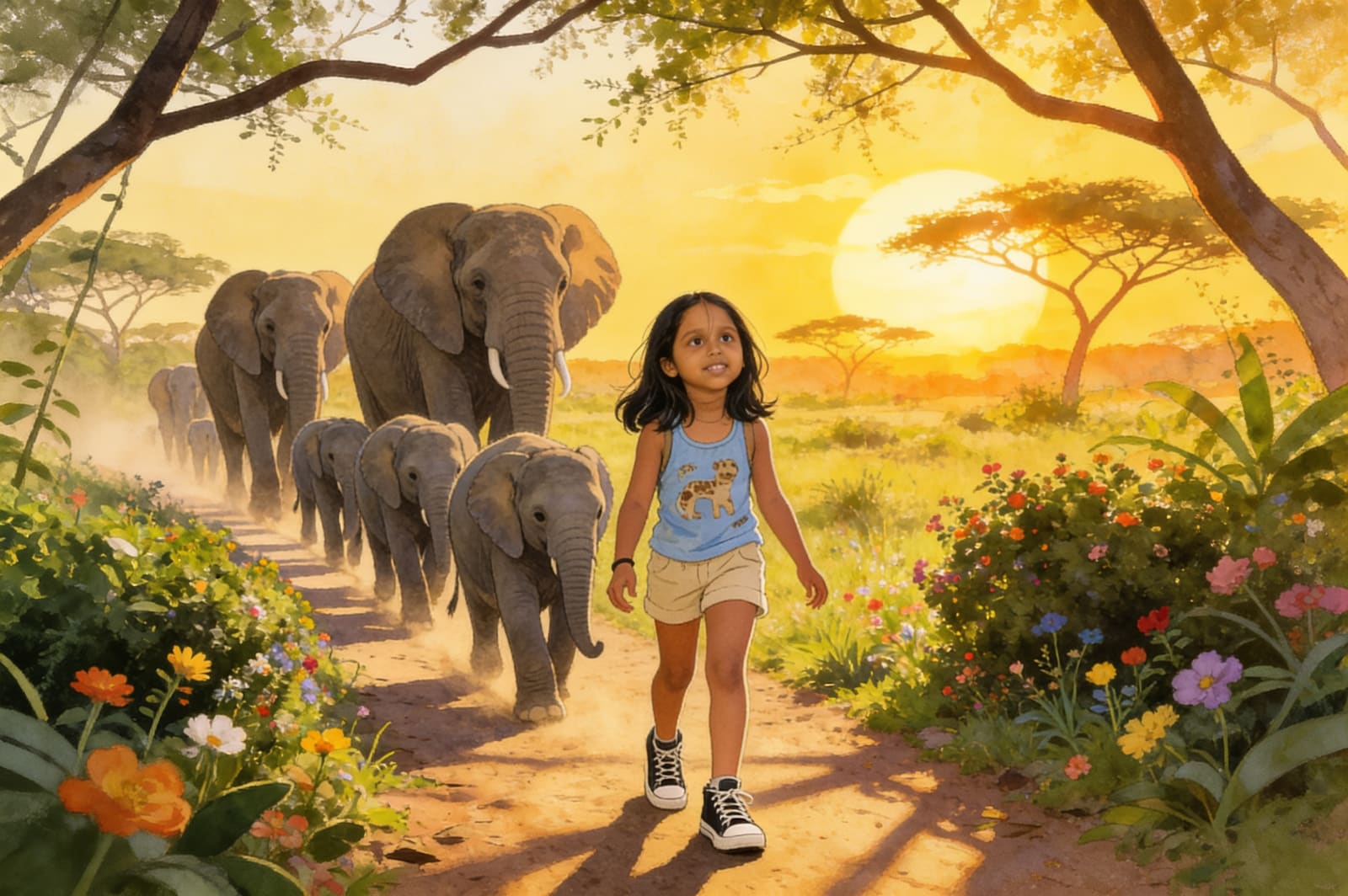 Aahana's Elephant Parade — illustration for page 2