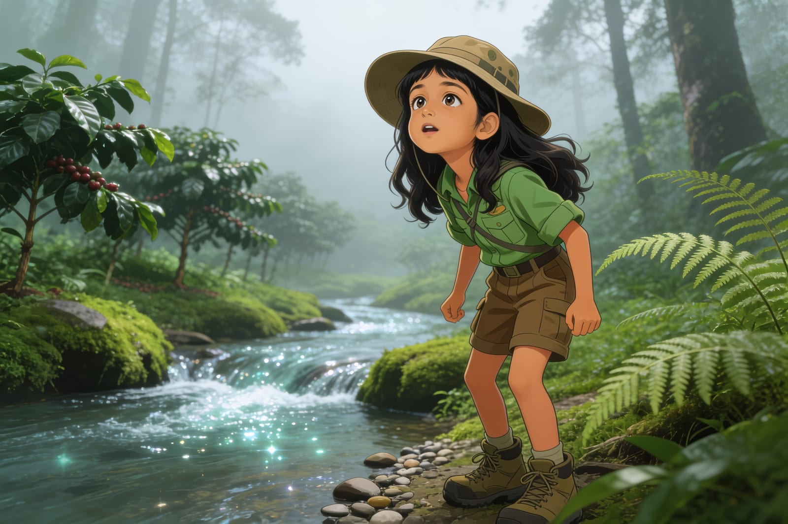 Shreya and the Five Frogs of Coorg — illustration for page 1