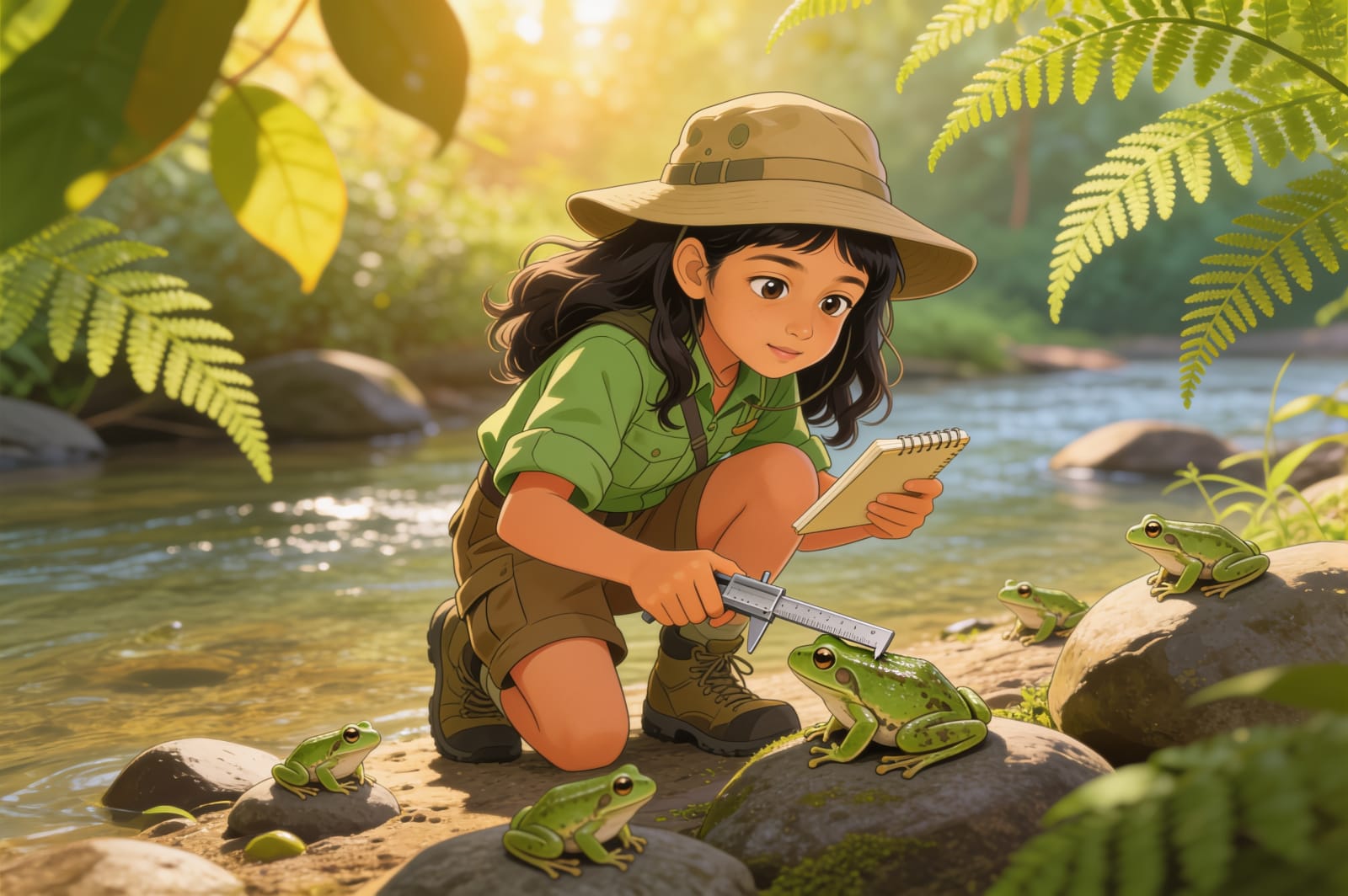 Shreya and the Five Frogs of Coorg — illustration for page 3
