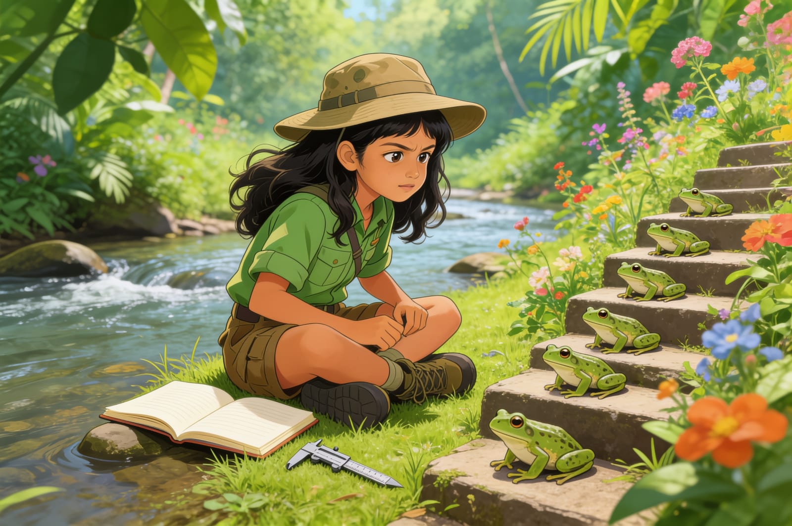 Shreya and the Five Frogs of Coorg — illustration for page 4