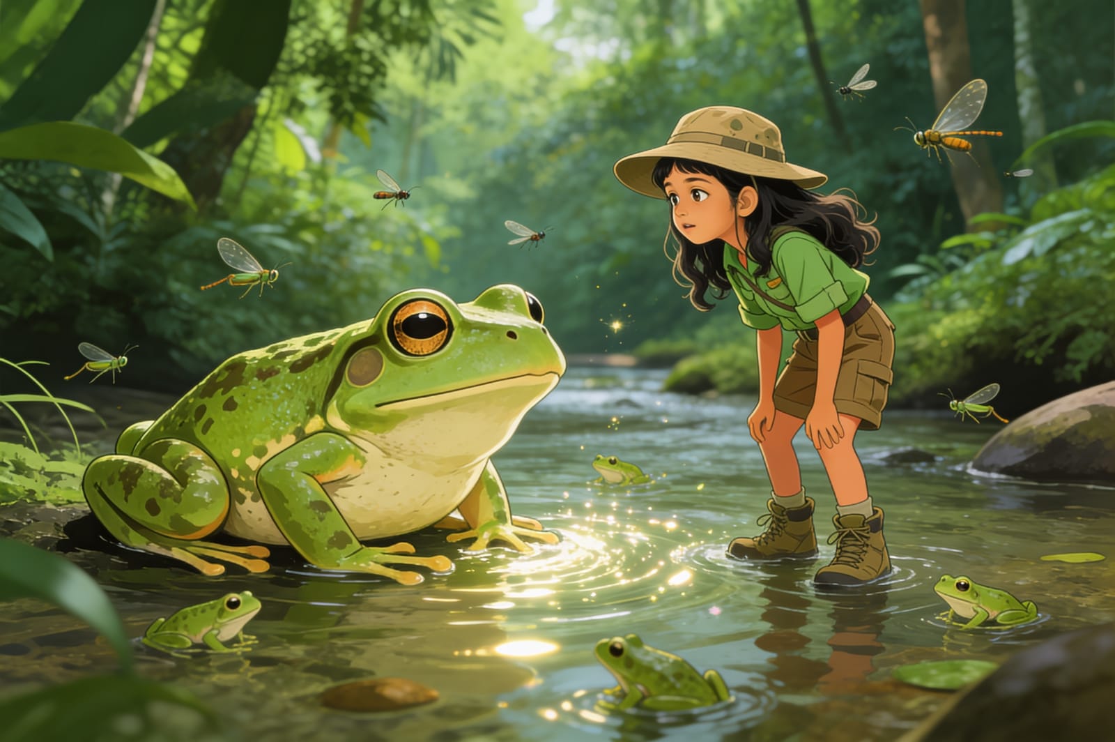 Shreya and the Five Frogs of Coorg — illustration for page 5