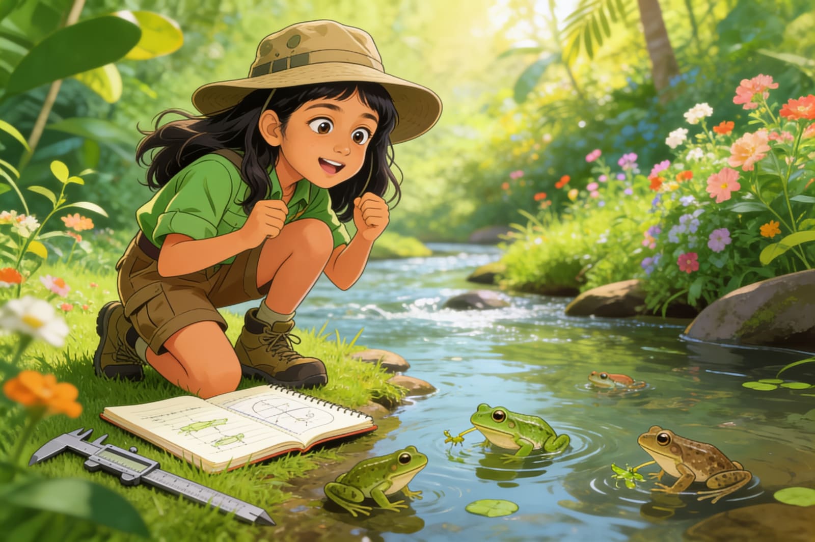 Shreya and the Five Frogs of Coorg — illustration for page 6