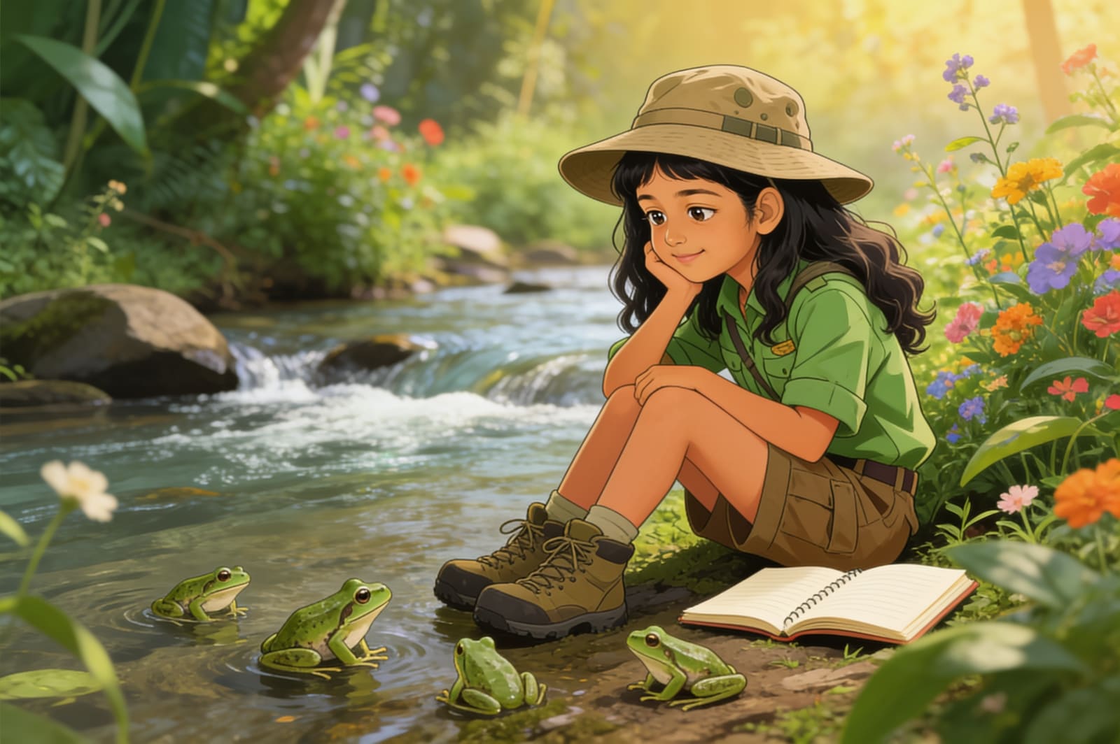 Shreya and the Five Frogs of Coorg — illustration for page 7