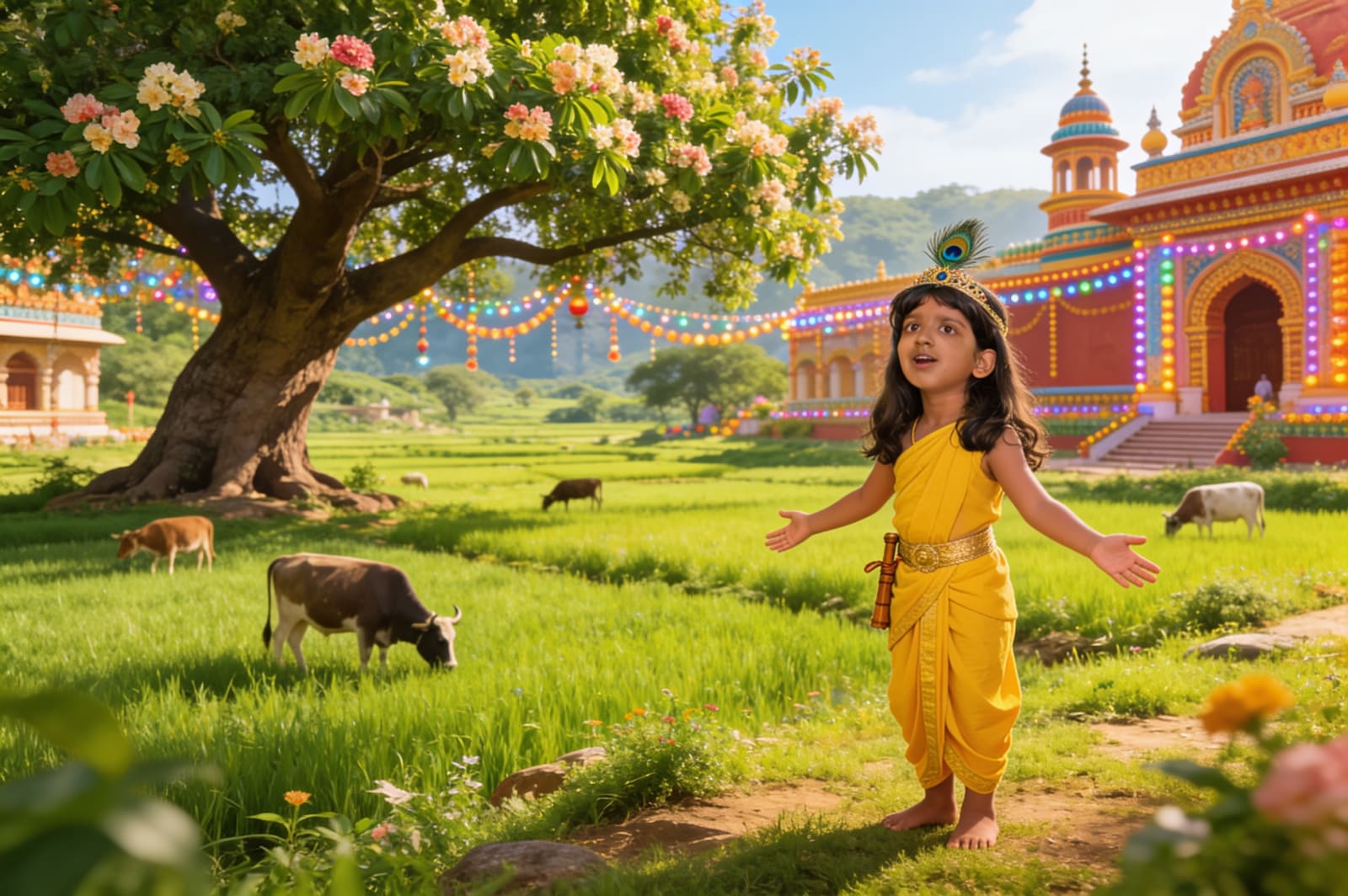 Shreya and the Butter Thief of Vrindavan — illustration for page 3