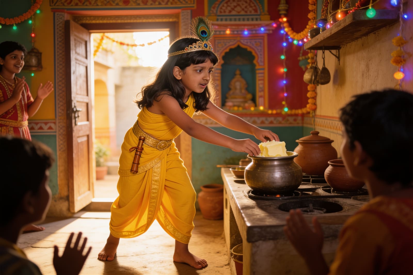 Shreya and the Butter Thief of Vrindavan — illustration for page 5