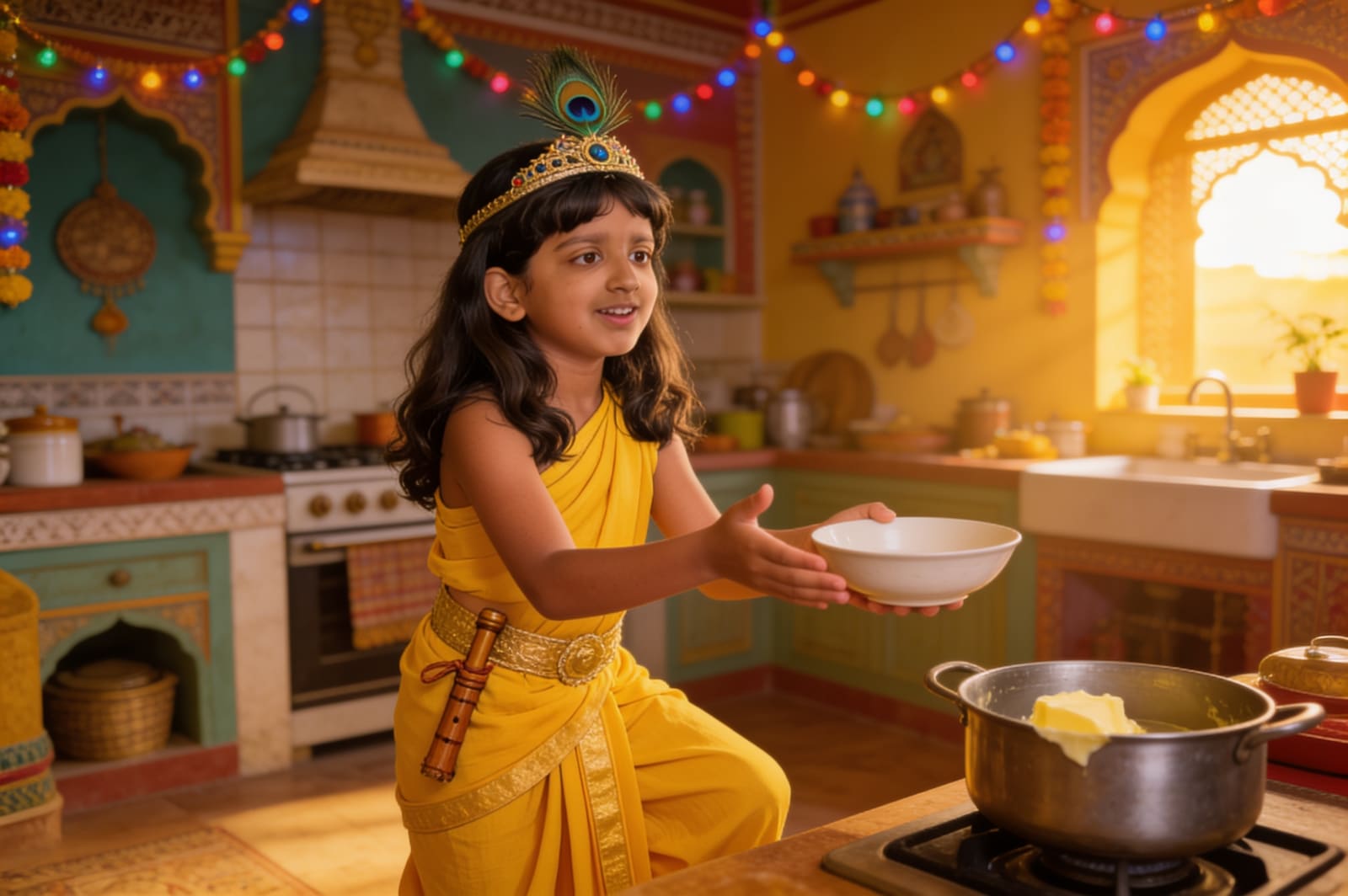 Shreya and the Butter Thief of Vrindavan — illustration for page 6