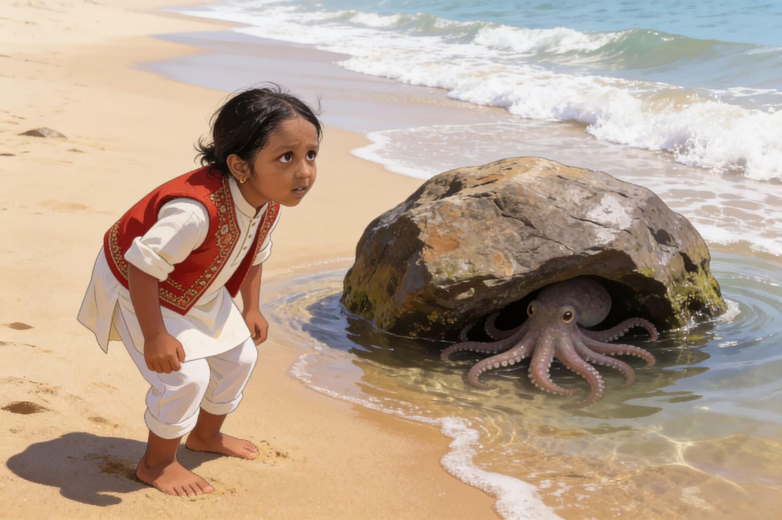 Aahana and the Shy Octopus — illustration for page 2