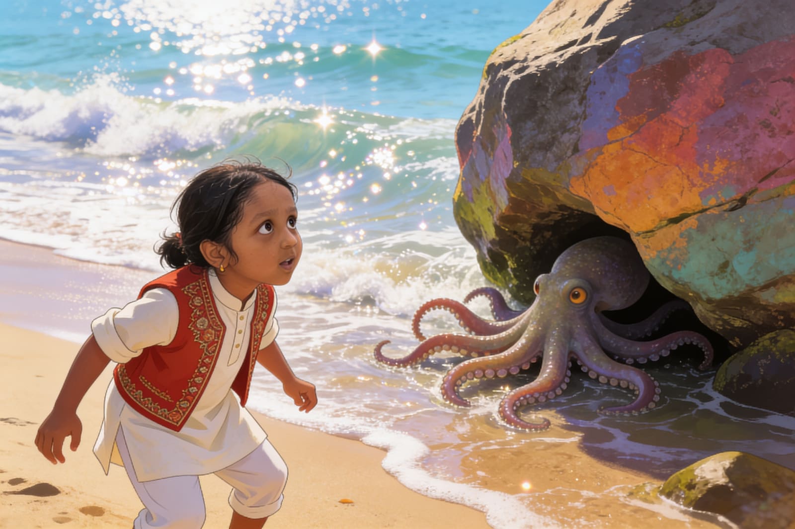Aahana and the Shy Octopus — illustration for page 6