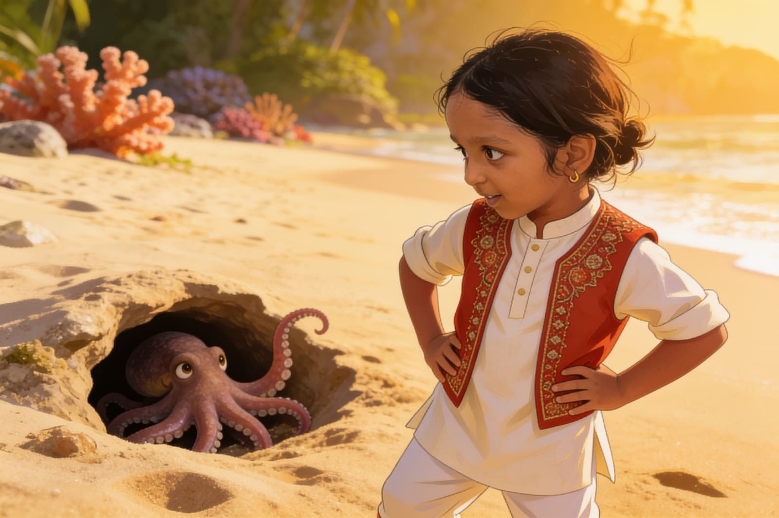Aahana and the Shy Octopus — illustration for page 9