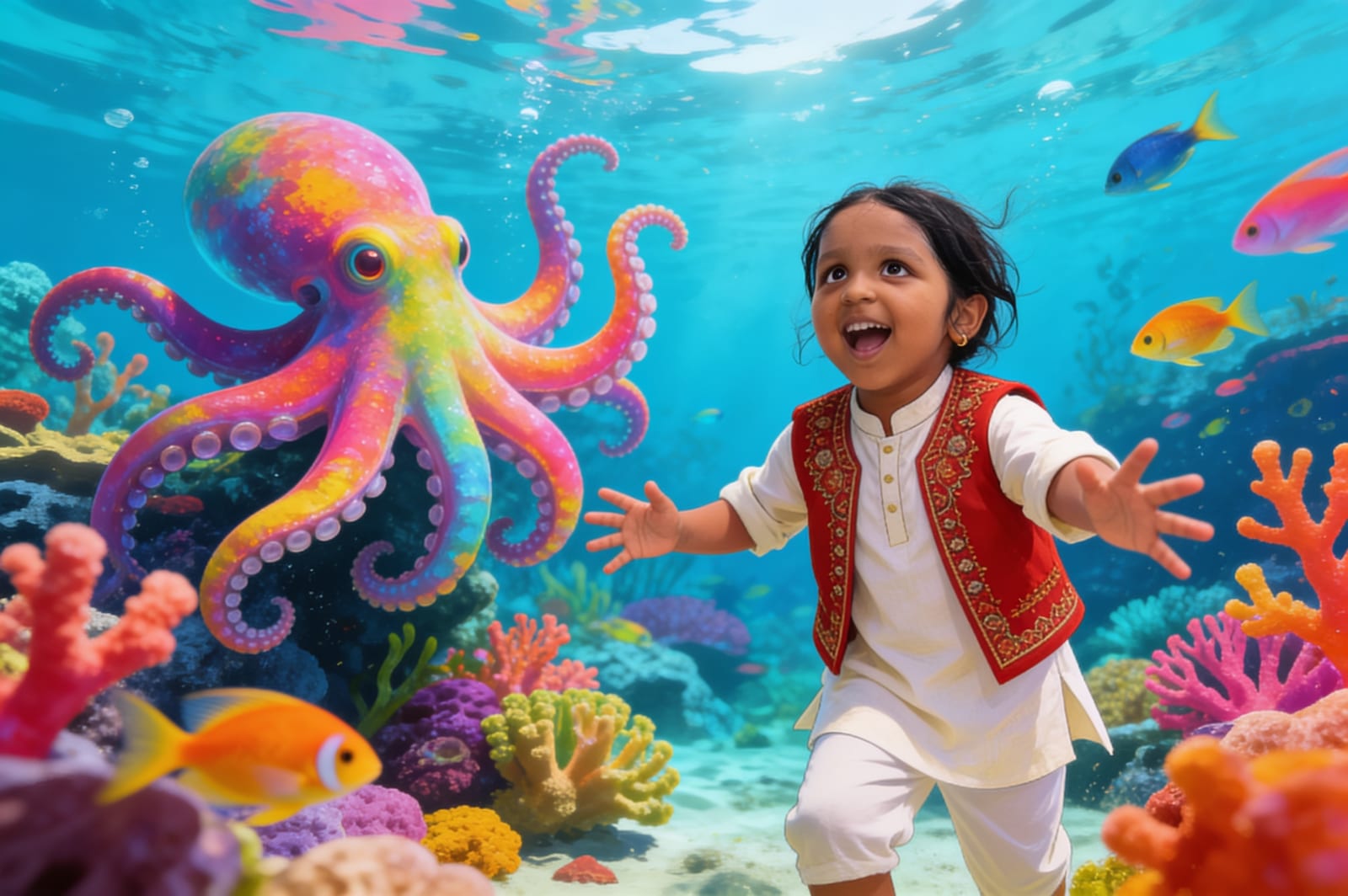 Aahana and the Shy Octopus — illustration for page 13