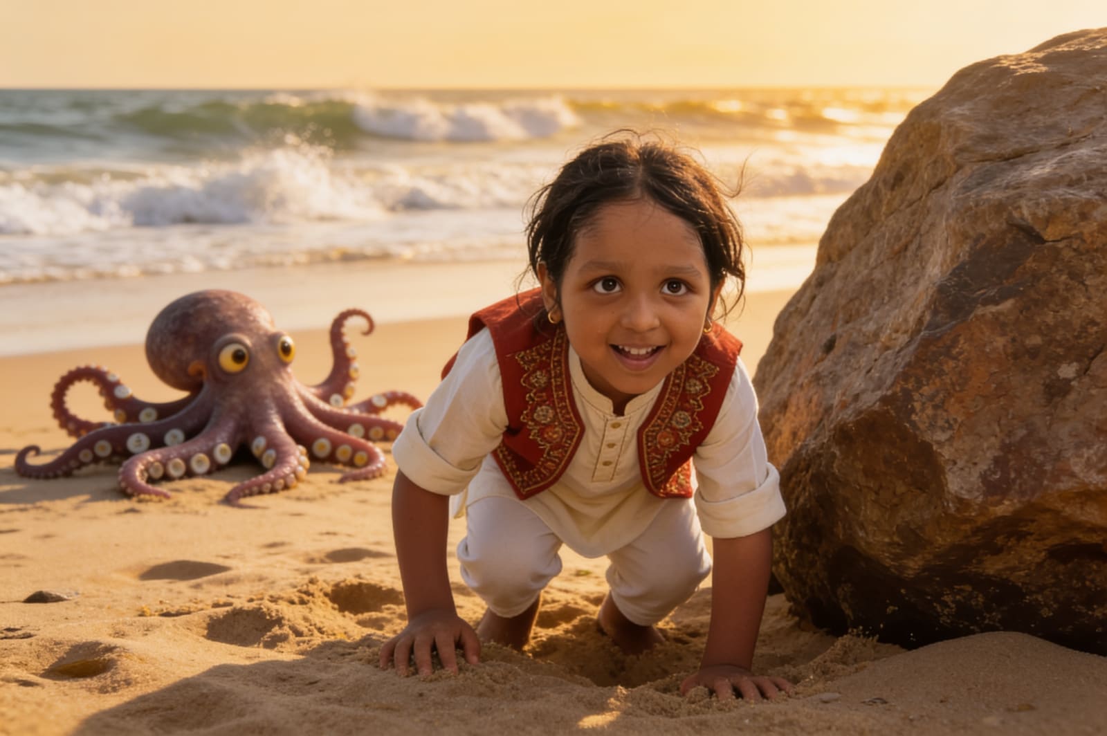 Aahana and the Shy Octopus — illustration for page 14