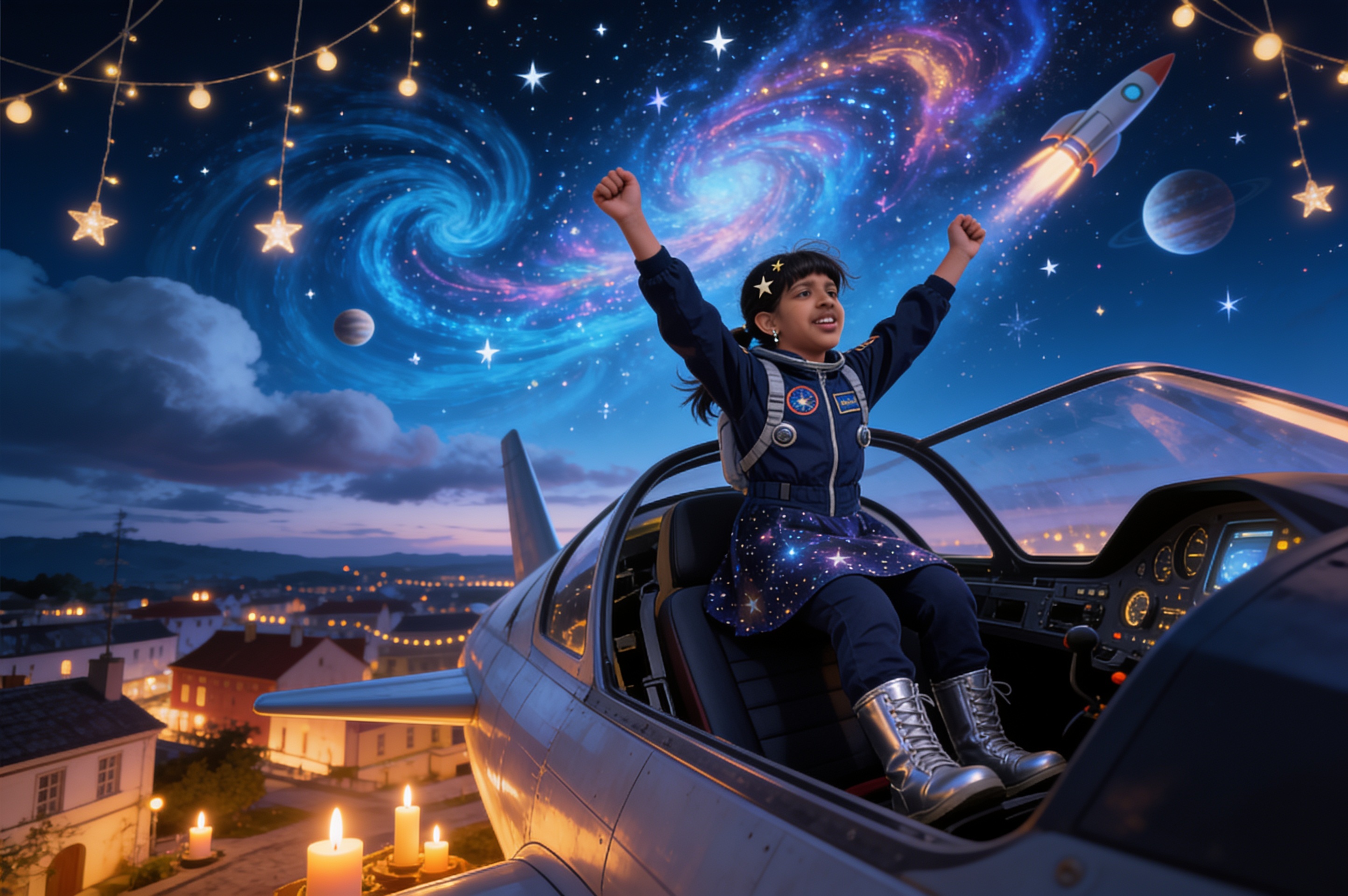 Shreyam and the Lights From Orbit — illustration for page 2