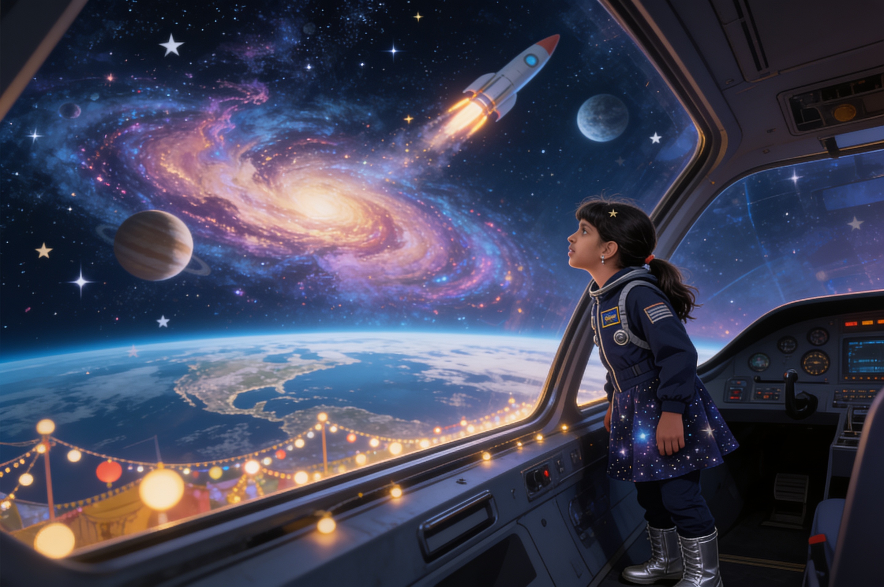 Shreyam and the Lights From Orbit — illustration for page 14