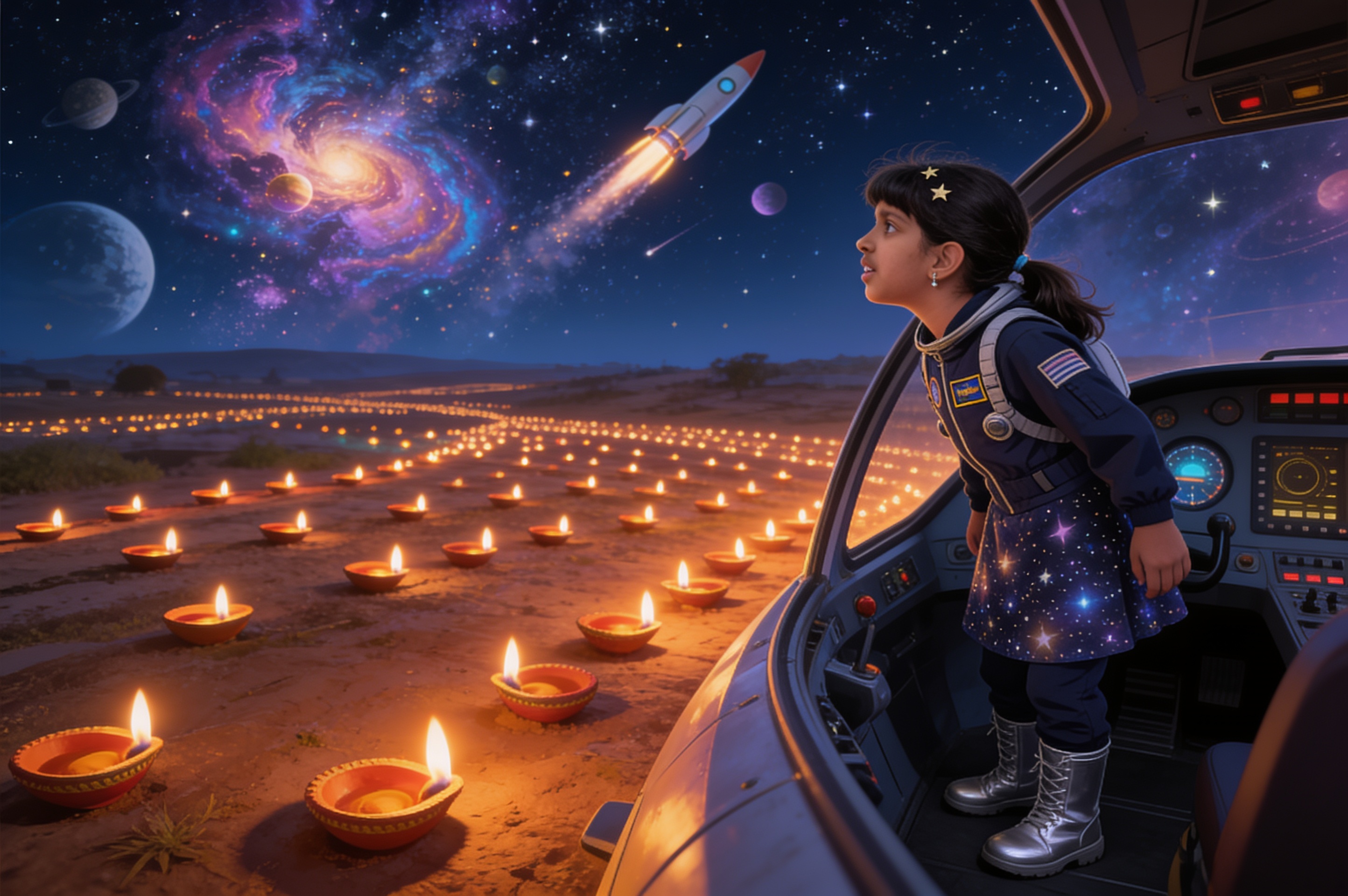 Shreyam and the Lights From Orbit — illustration for page 6
