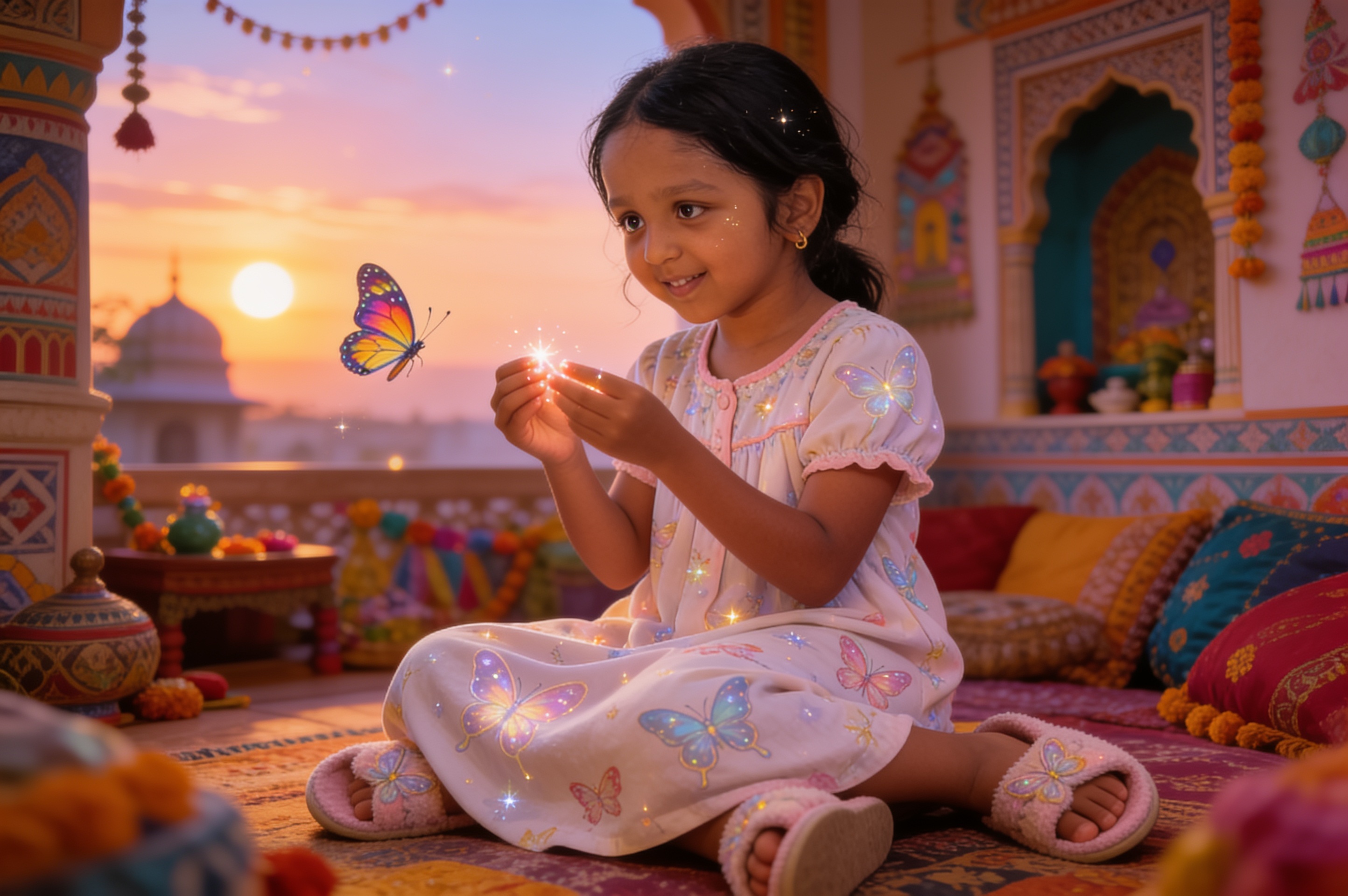 Aahana's Krishna Adventure and the big leaf umbrella — illustration for page 15