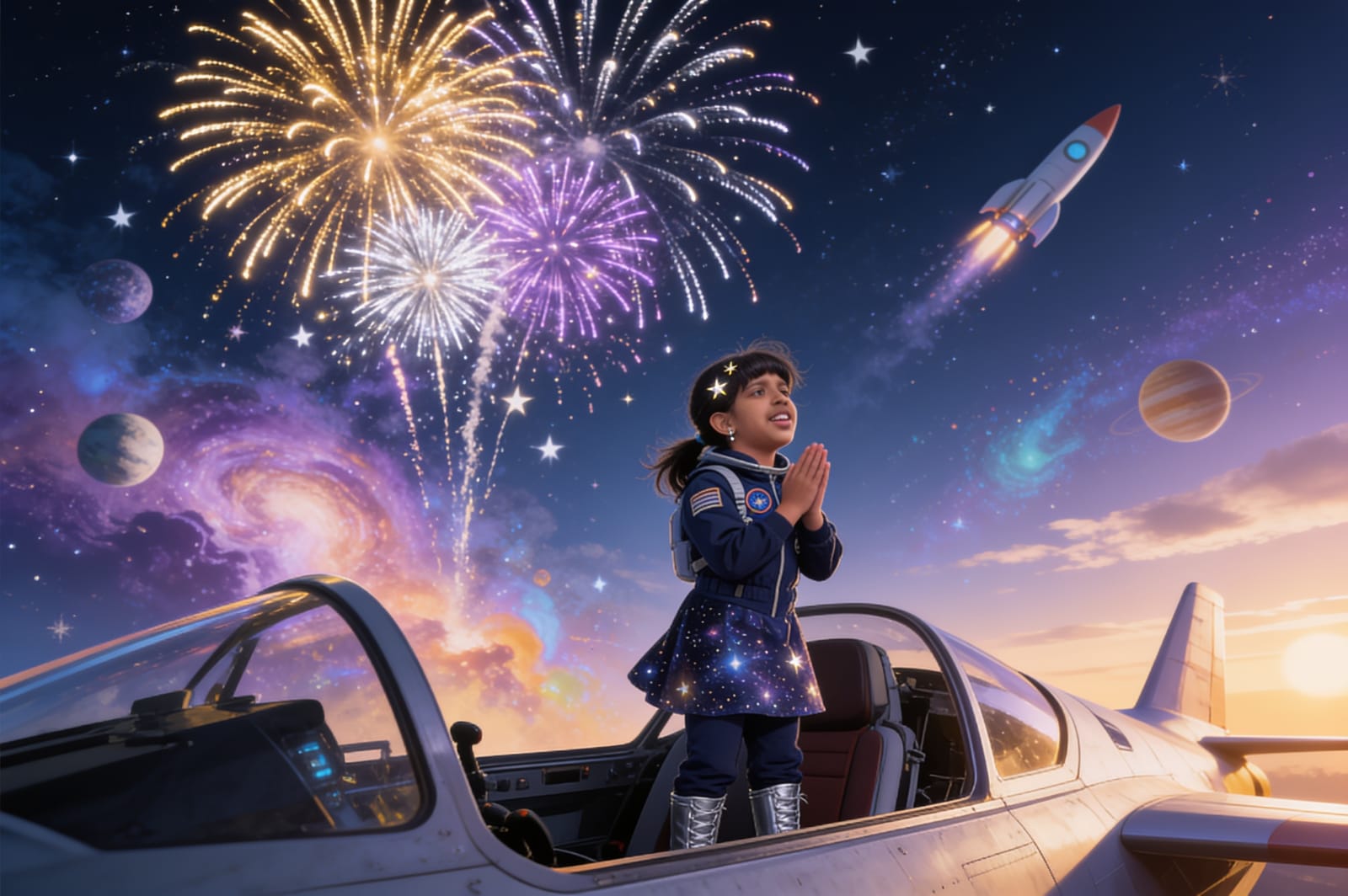 Shreyam and the Lights From Orbit — illustration for page 7