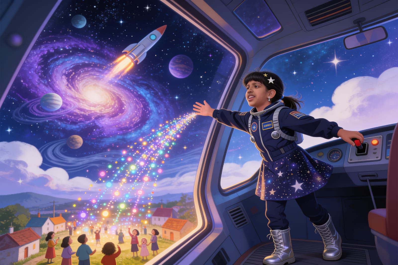 Shreyam and the Lights From Orbit — illustration for page 12