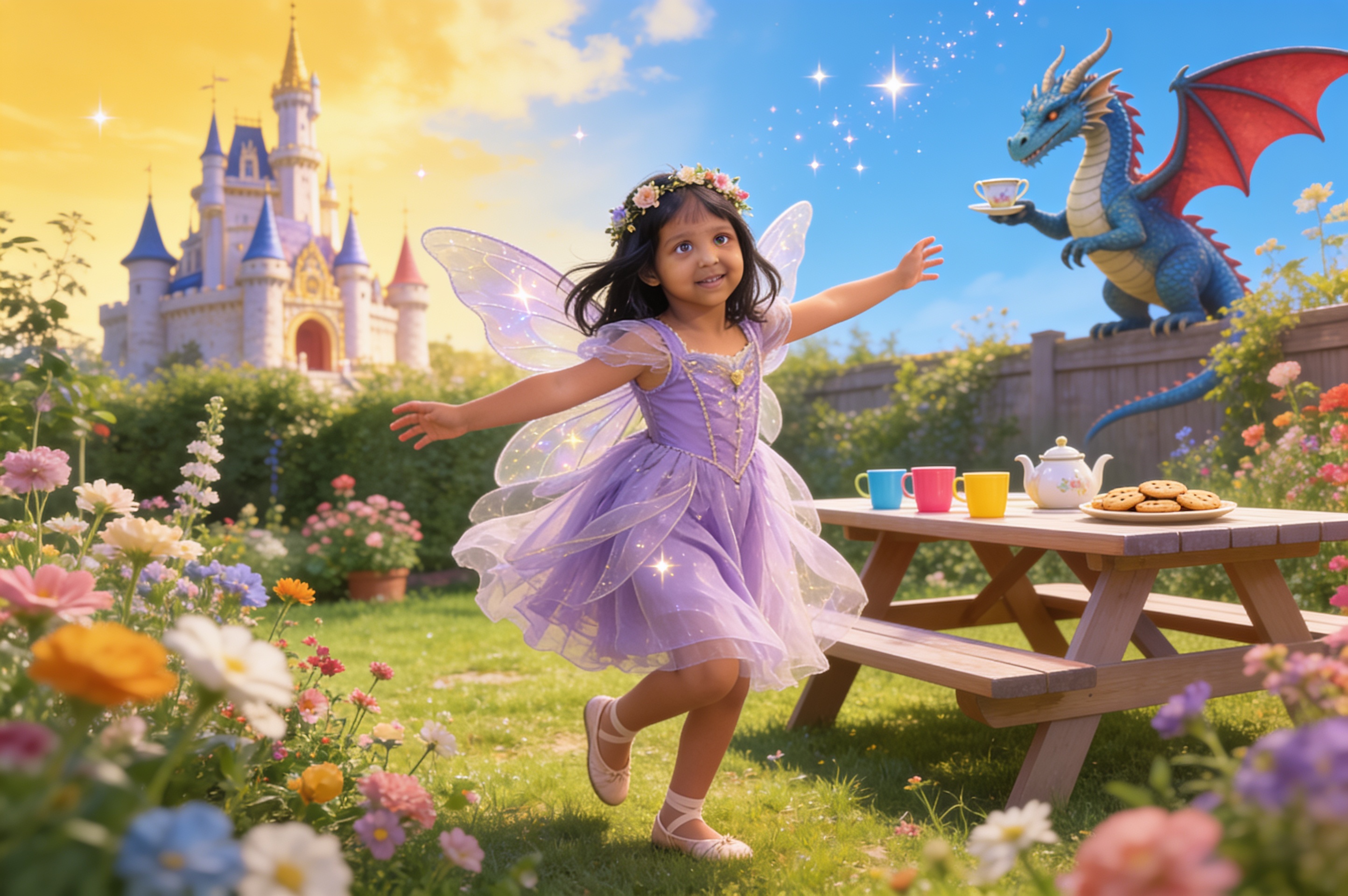 Aahana and the Dragon Who Came to Tea — illustration for page 1