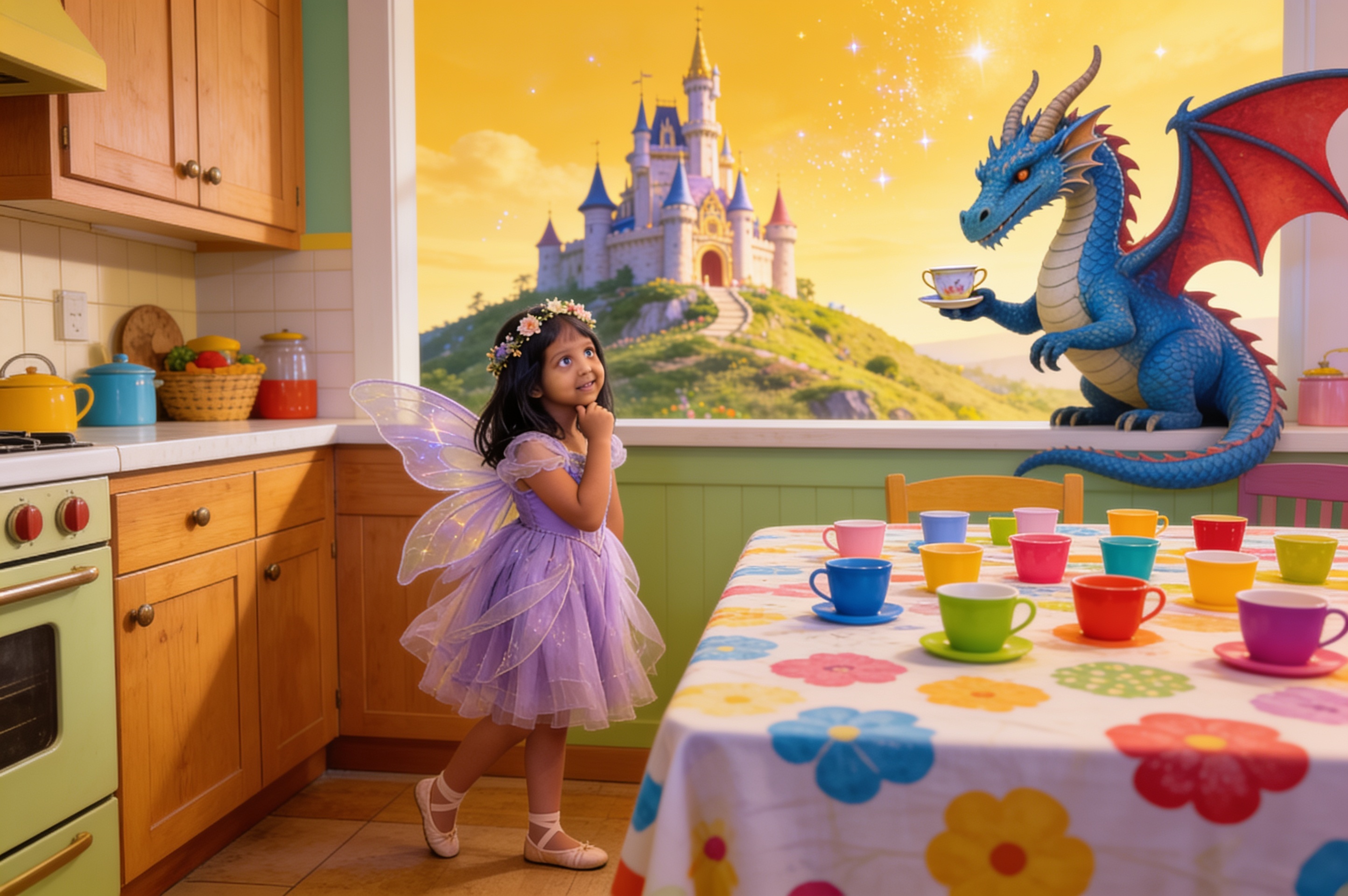Aahana and the Dragon Who Came to Tea — illustration for page 2