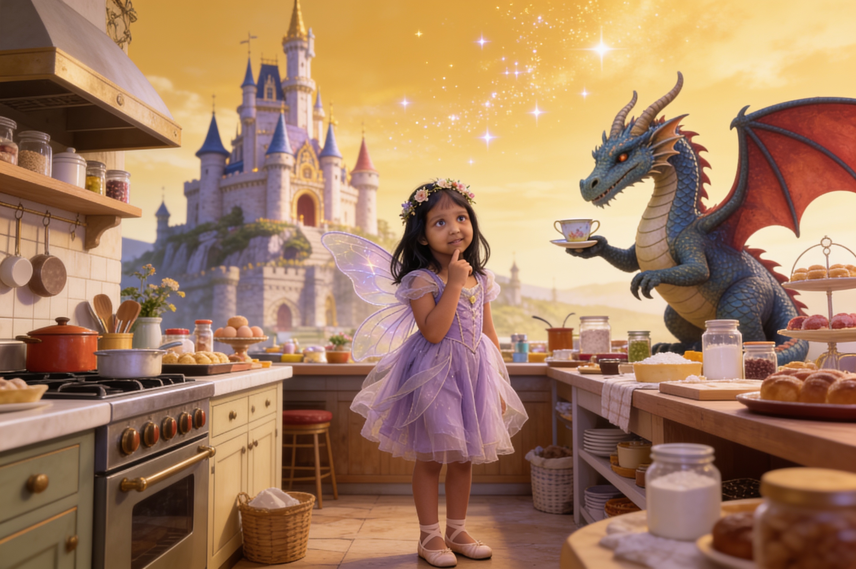 Aahana and the Dragon Who Came to Tea — illustration for page 9