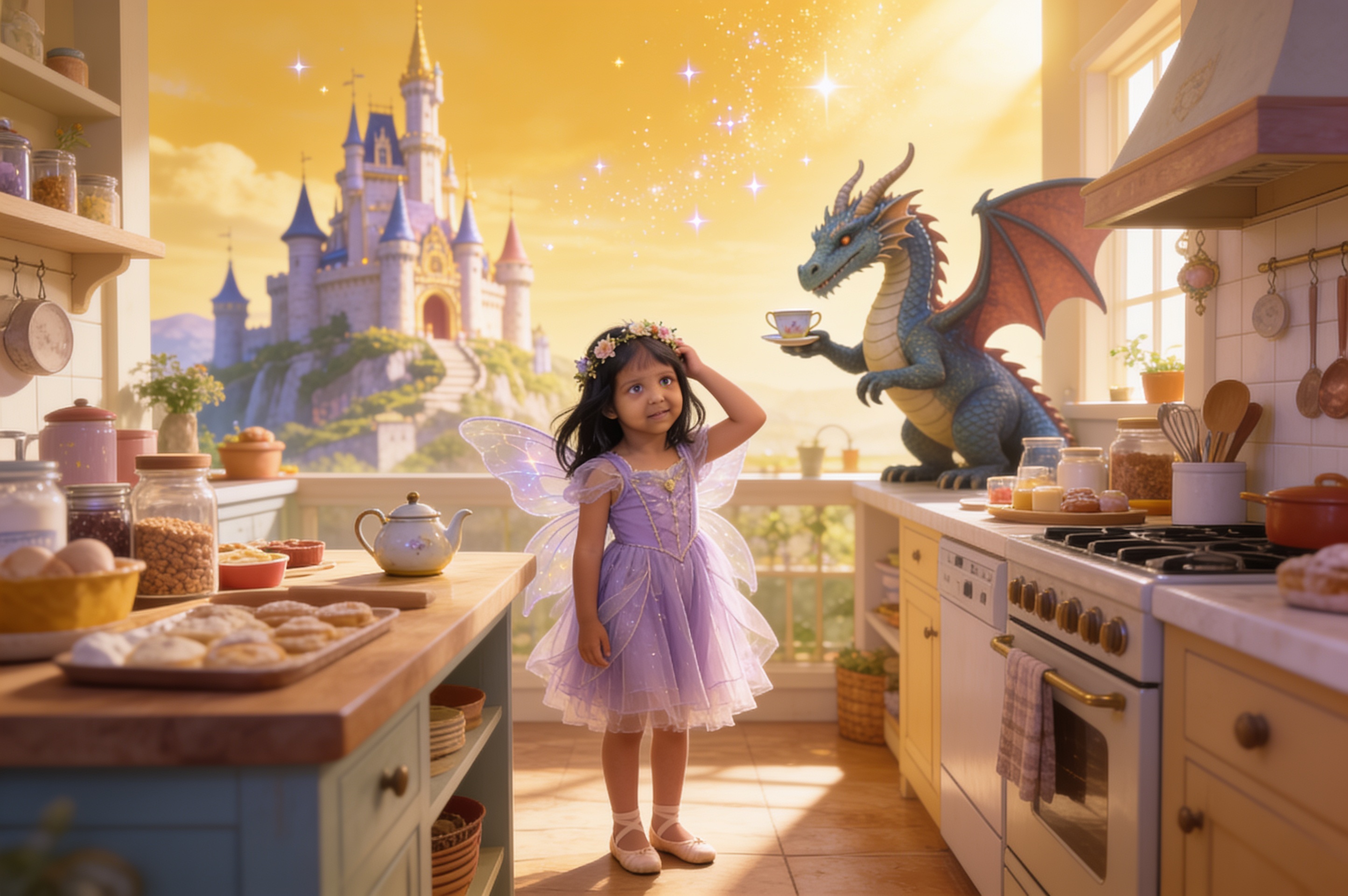 Aahana and the Dragon Who Came to Tea — illustration for page 5