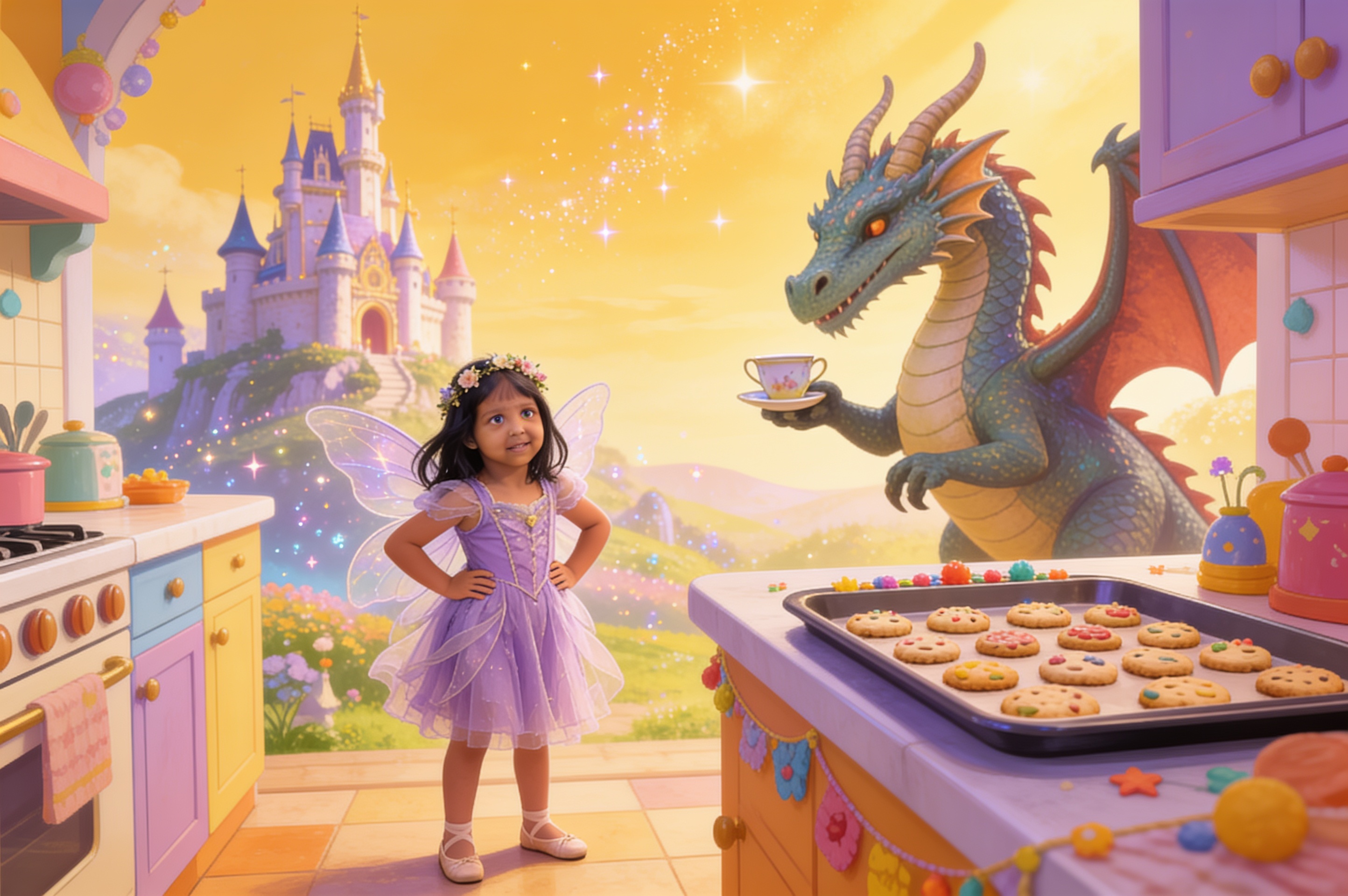 Aahana and the Dragon Who Came to Tea — illustration for page 8