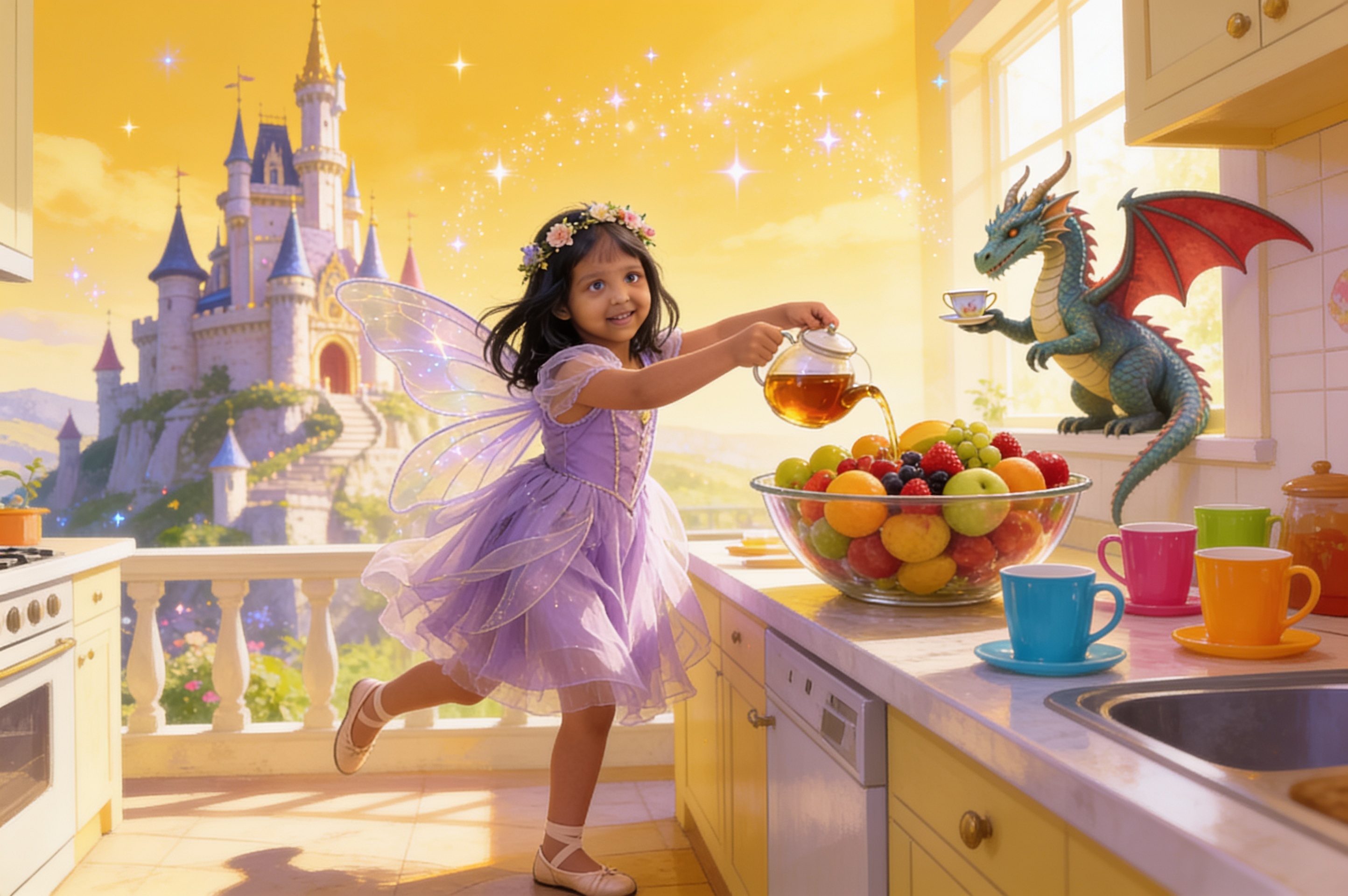 Aahana and the Dragon Who Came to Tea — illustration for page 12