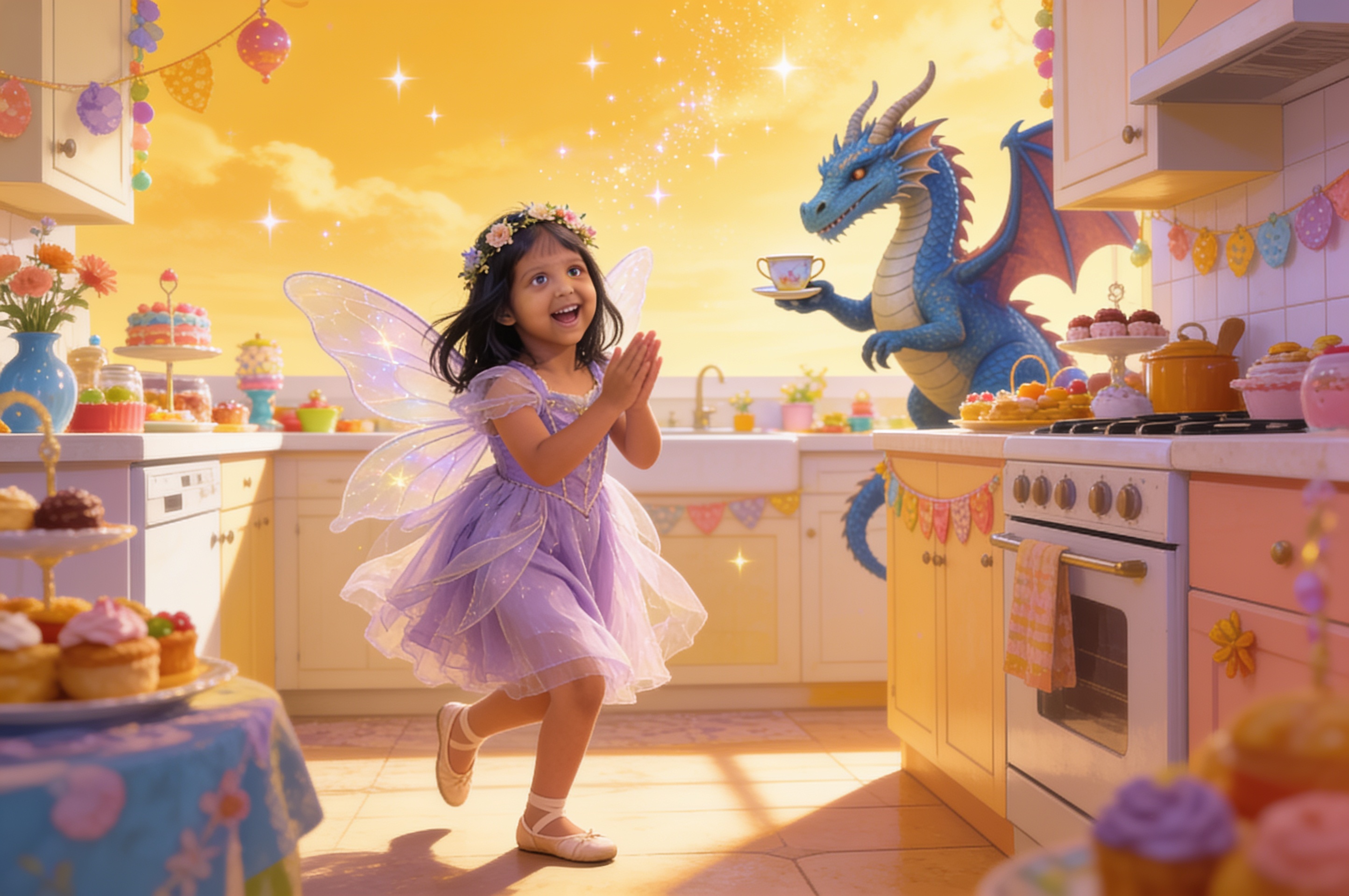 Aahana and the Dragon Who Came to Tea — illustration for page 14