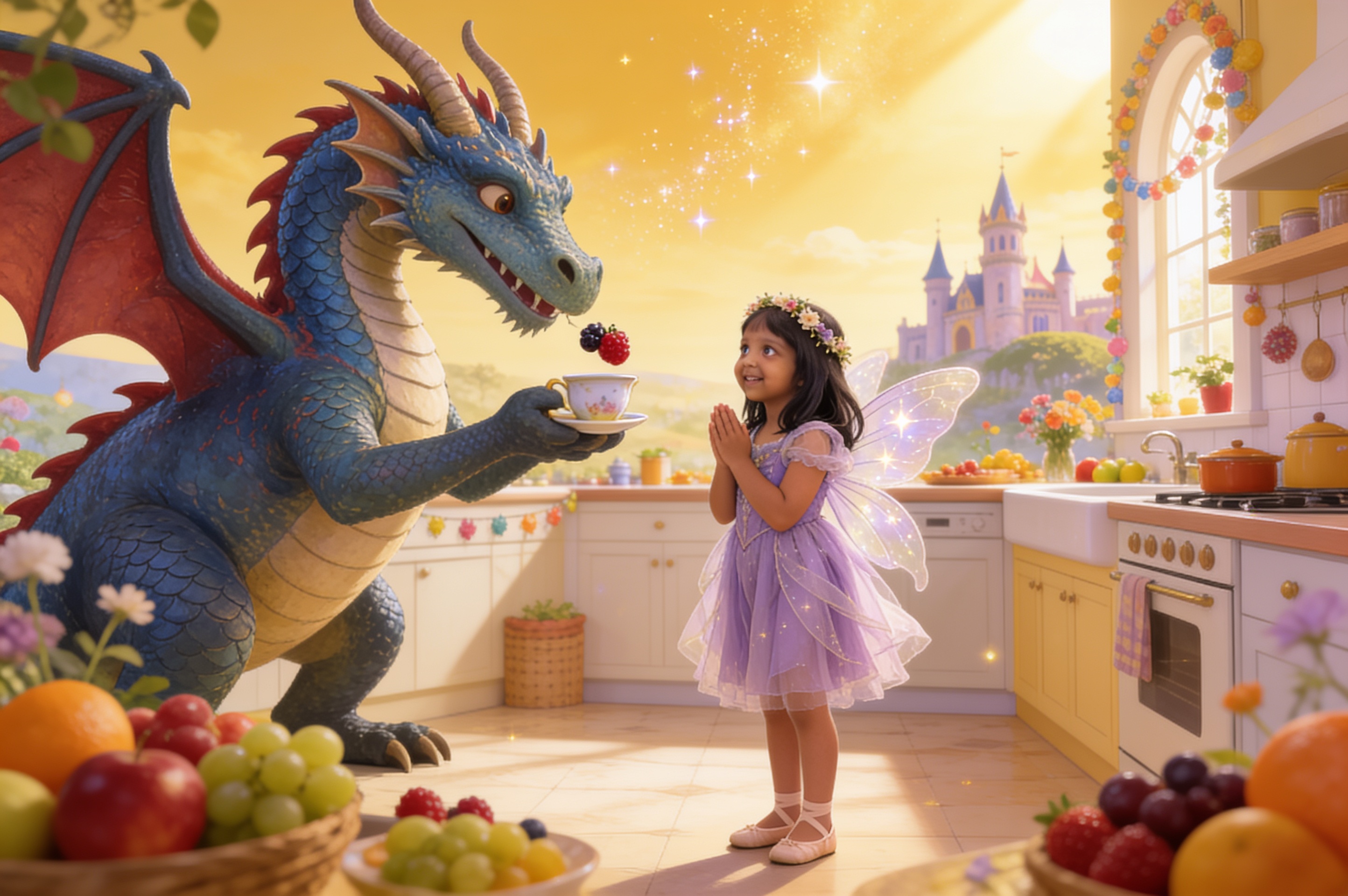 Aahana and the Dragon Who Came to Tea — illustration for page 10