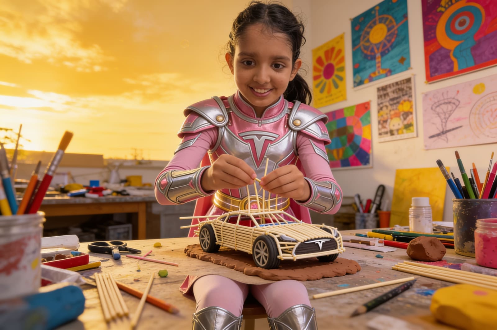 Shreya and the Flying Tesla — illustration for page 11
