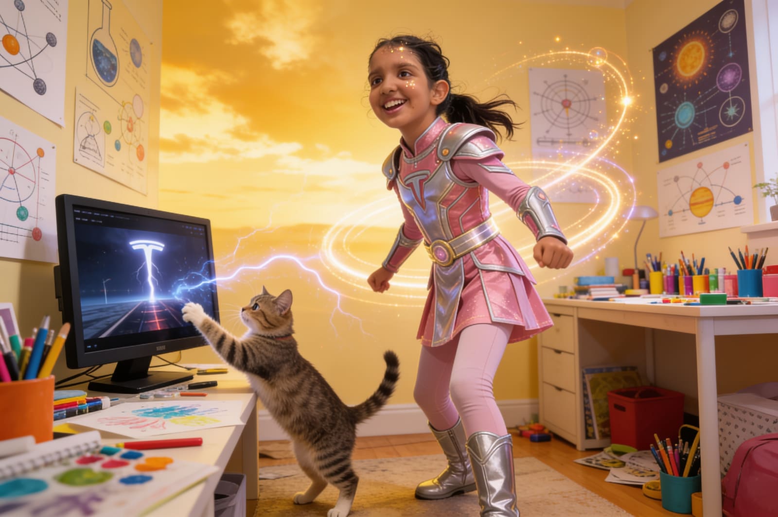 Shreya and the Flying Tesla — illustration for page 10