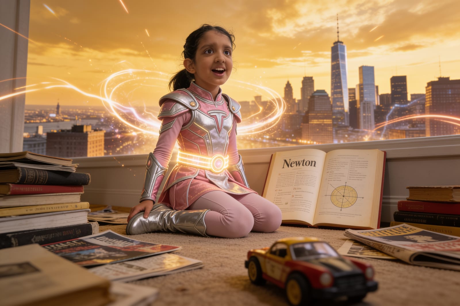 Shreya and the Flying Tesla — illustration for page 7