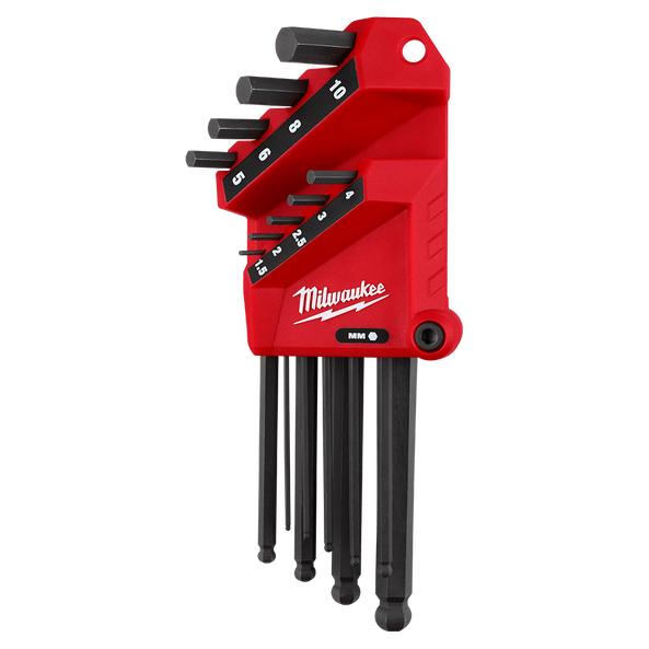 MILWAUKEE 9PC METRIC L-STYLE WITH BALL END HEX KEY SET