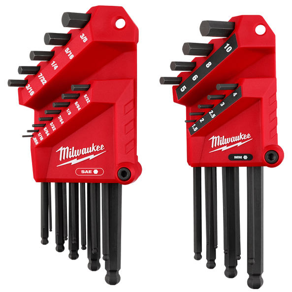 MILWAUKEE 22PC SAE/METRIC L-STYLE WITH BALL END HEX KEY SET