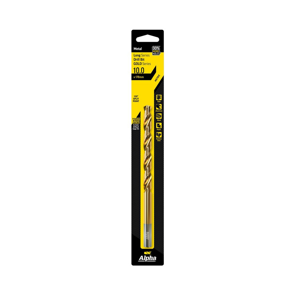 Alpha Gold Series - Long Series Drill Metric 10.0mm
