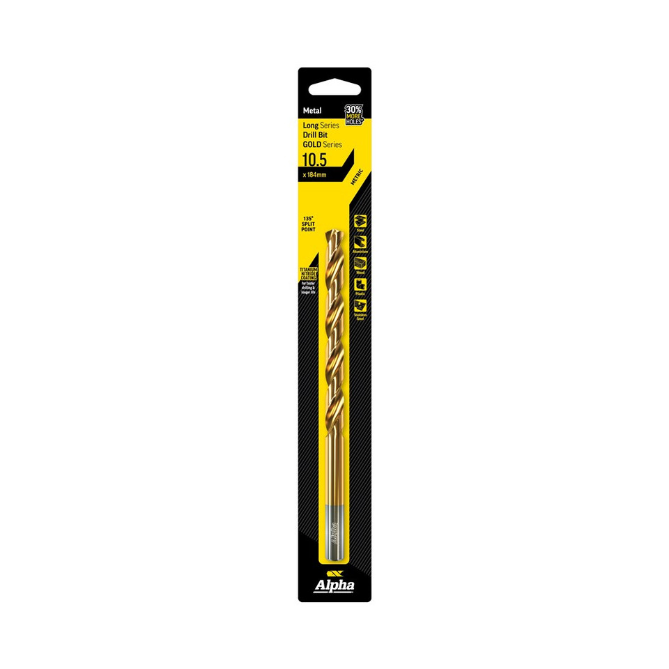 Alpha Gold Series - Long Series Drill Metric 10.5mm