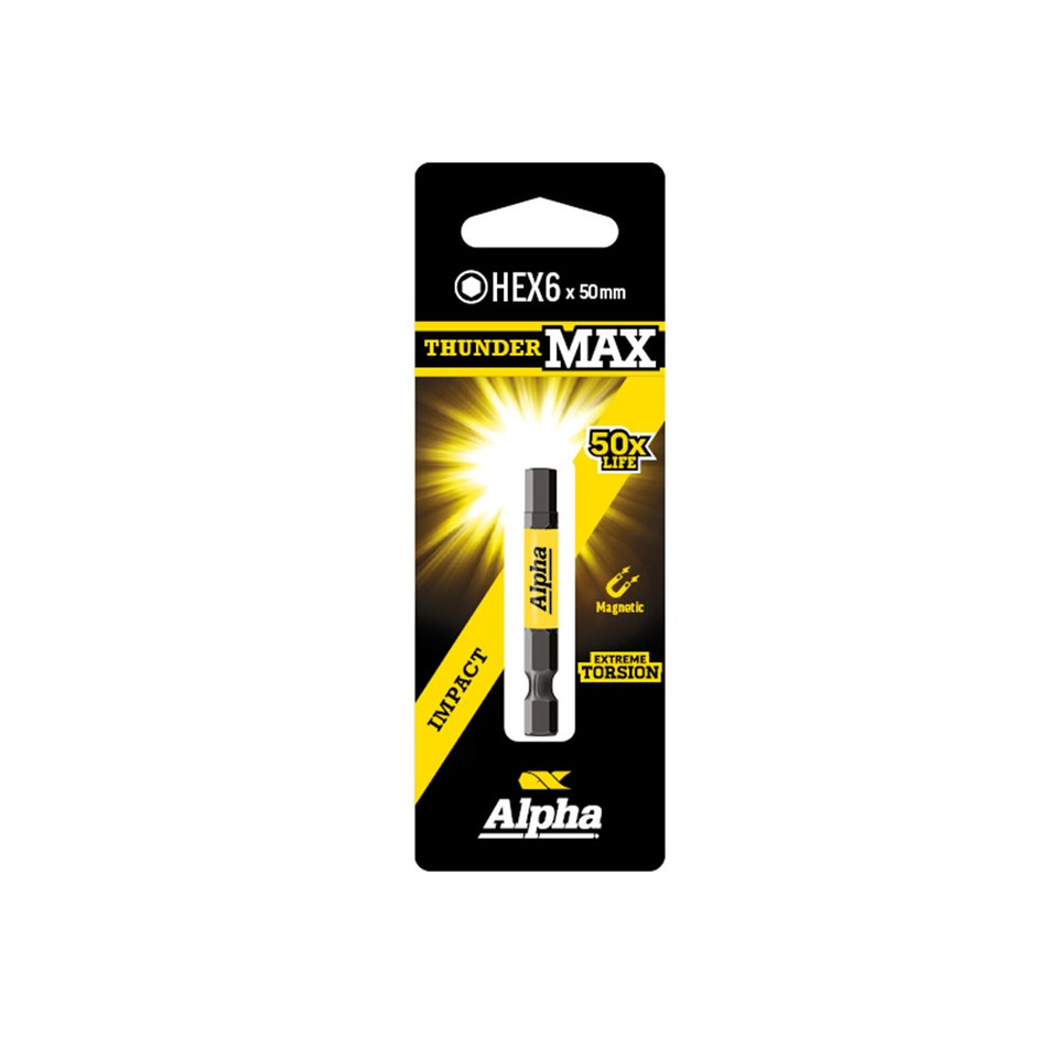 ThunderMax Impact Power Bit HEX6 x 50mm - Carded