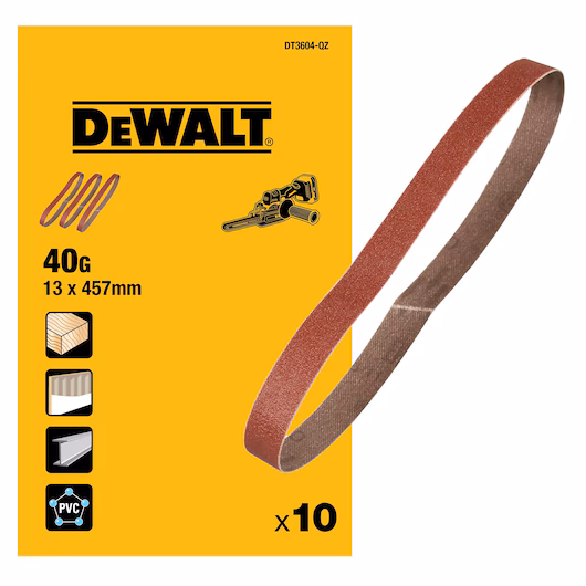 DEWALT DT3604-QZ 13mm x 457mm 40P Band File Sanding Belt (10 Pk)