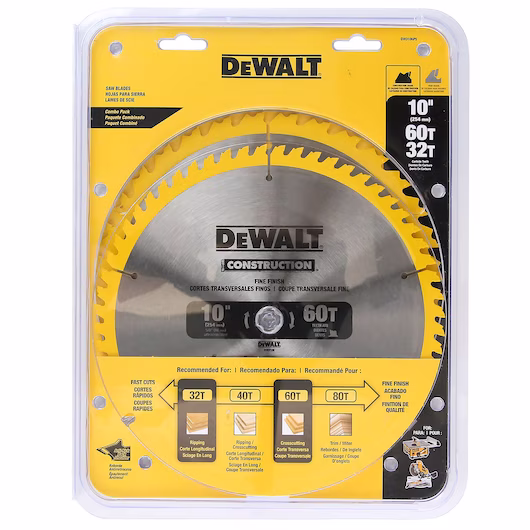 DEWALT DW3106P5 254mm Construction Saw Blade Set (2 pc.) 32T, 60T