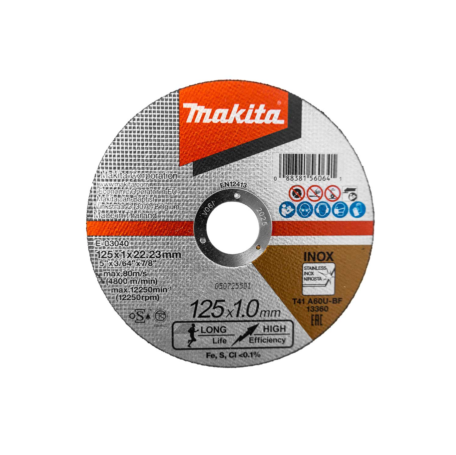MAKITA 115 x 1.0 x 22.23mm INOX Metal / Stainless Cut Off Disc - 25 Pack thumbnail 2