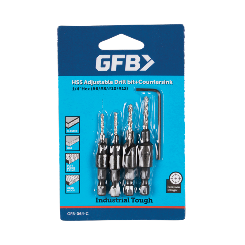 GFB Countersink Bit Set - 4pc No.6 - No.12