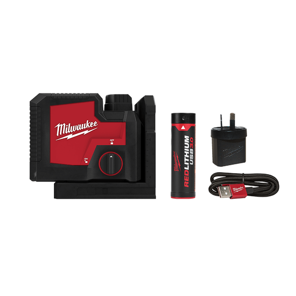 MILWAUKEE REDLITHIUM™ USB RECHARGEABLE 3 POINT LASER KIT