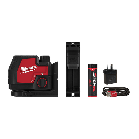 MILWAUKEE REDLITHIUM™ USB RECHARGEABLE CROSS LINE LASER KIT