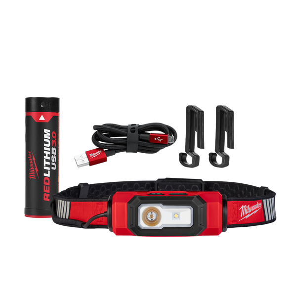 MILWAUKEE REDLITHIUM™ USB Rechargeable BEACON Hard Hat Light 3.0Ah Kit L4HLVIS301