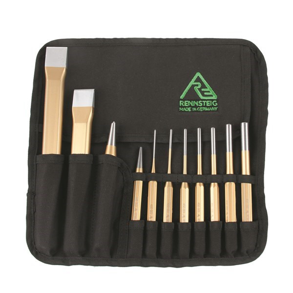 RENNSTEIG REN02 - CHISEL, PIN & CENTRE PUNCH TOOL ROLL - 11 PIECE
