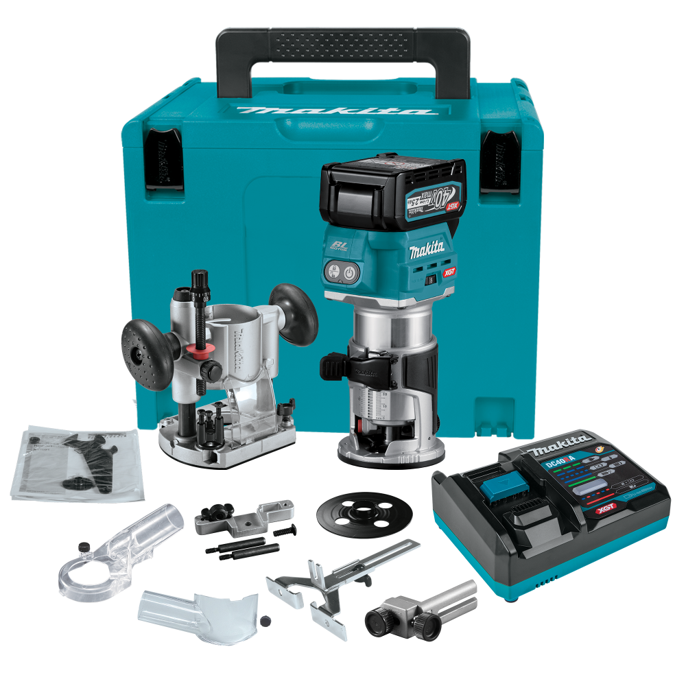 MAKITA RT001GD102 40Vmax XGT Brushless AWS Laminate Trimmer kit